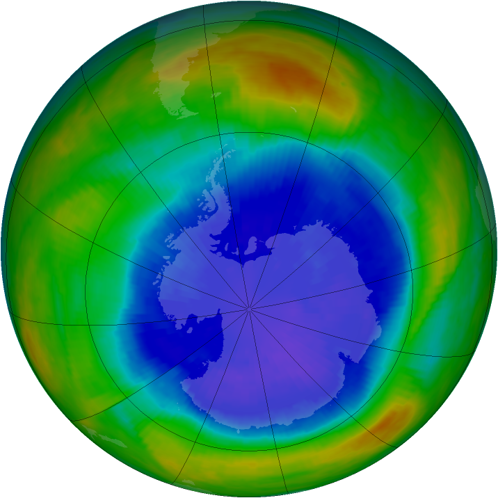 Antarctic ozone map for 20 September 1987